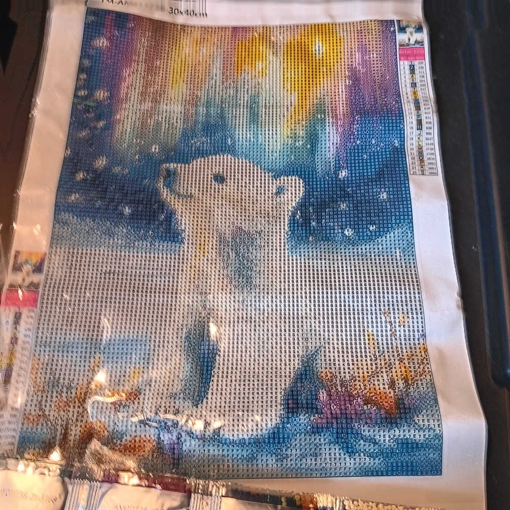 Colorful Polar Bear Diamond Art Painting Kit 30x40